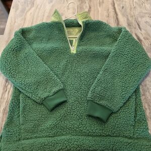 Aerie Oversized Sherpa Half Zip Green Mens Small (Soft)